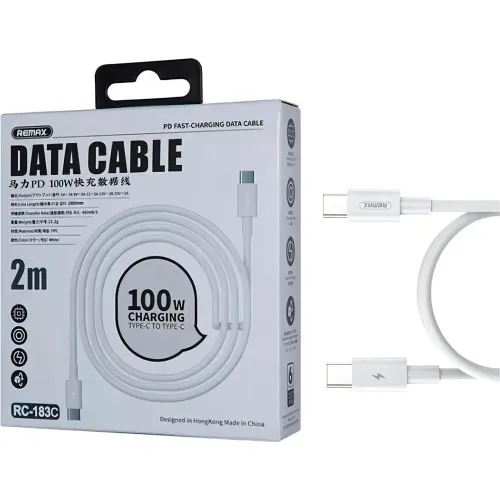 REMAX Cable De Carga Rápida Remax Rc-183c Type-C To C Blanco 2m