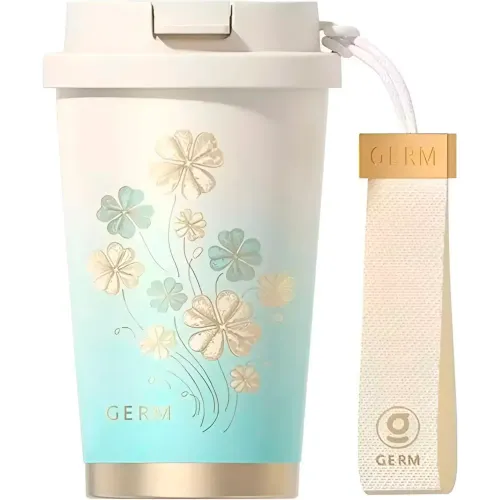 GERM Vaso Térmico Germ Trébol Celeste 390ml Acero Inoxidable