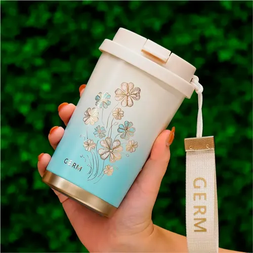 GERM Vaso Térmico Germ Trébol Celeste 390ml Acero Inoxidable