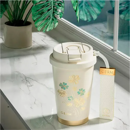 GERM Vaso Térmico Germ Trébol Blanco 390ml Acero Inoxidable