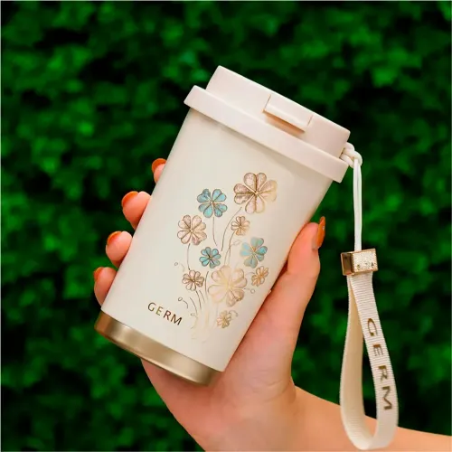 GERM Vaso Térmico Germ Trébol Blanco 390ml Acero Inoxidable