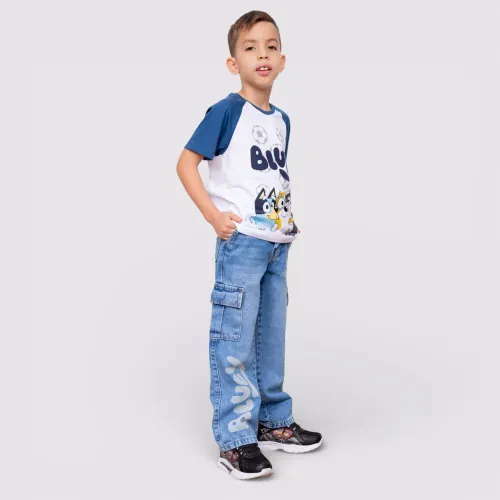 BLUEY Pantalon Cargo Moda Con Bolsillo Niño Blu-0015