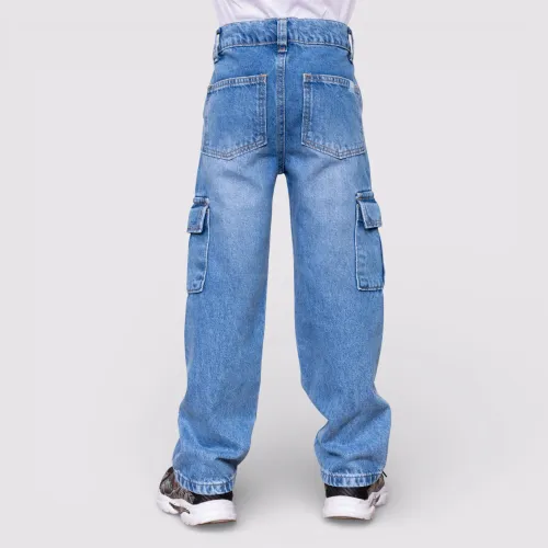 BLUEY Pantalon Cargo Moda Con Bolsillo Niño Blu-0015