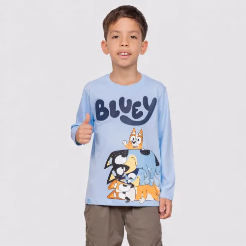 BLUEY Polo Basico Cuello Redondo Manga Larga Niño Blu-0048