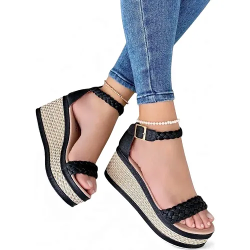 YOMAR Negro de Mujer modelo Sandalia Mujer Cuña 7 Elegante negros sintéticos mujer 2025121823413717684 Sintético Sintético