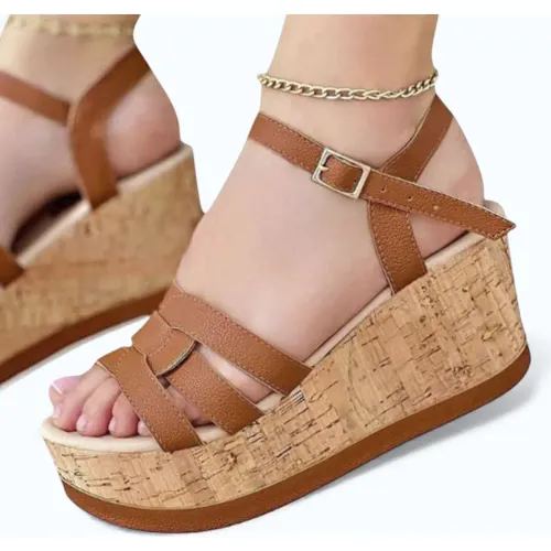 YOMAR Sandalia Mujer Cuña 7 Tres Correas