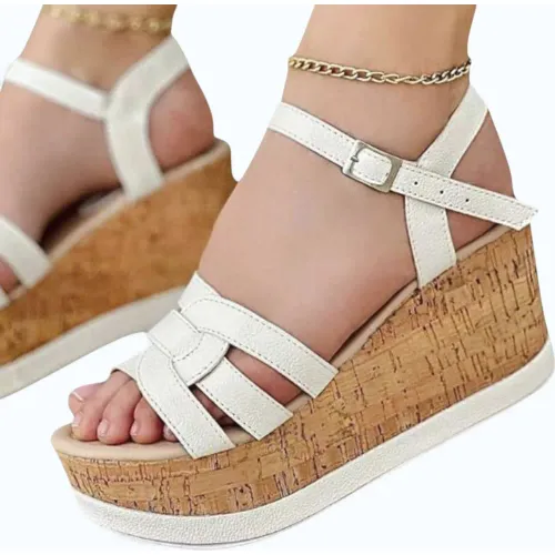 YOMAR Sandalia Mujer Cuña 7 Tres Correas