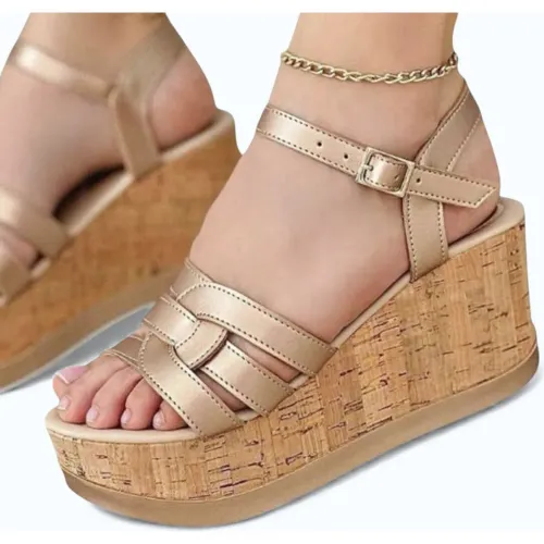 YOMAR Sandalia Mujer Cuña 7 Tres Correas