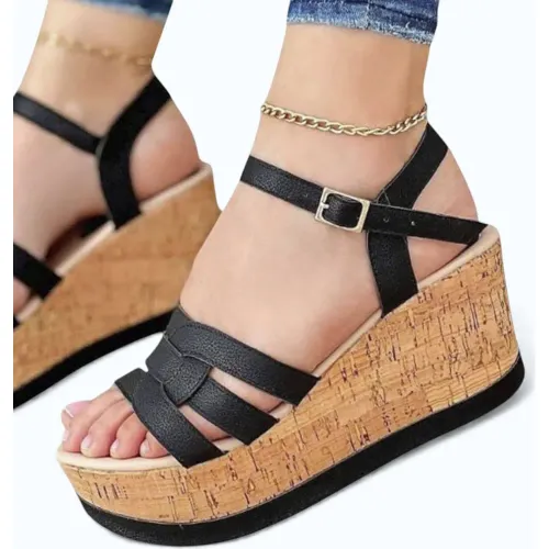 YOMAR Sandalia Mujer Cuña 7 Tres Correas
