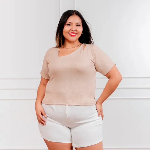 CORITEX Beige de Mujer modelo Polo Manga Corta Mujer Sonia Acanalada beiges mujer 2025121914081355426