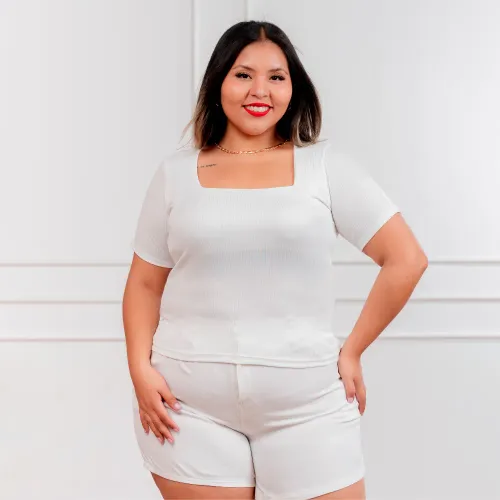   de Mujer modelo Polo Manga Corta Mujer Cuello Cuadrado Acanalada mujer 2025121914081355474  