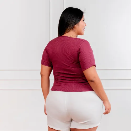 CORITEX Polo Manga Corta Mujer Cuello Cuadrado Acanalada