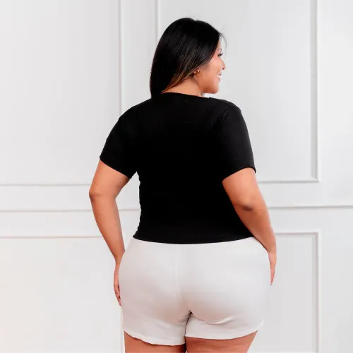 CORITEX Polo Manga Corta Mujer Cuello Cuadrado Acanalada