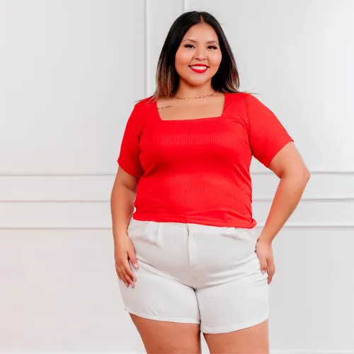   de Mujer modelo Polo Manga Corta Mujer Cuello Cuadrado Acanalada mujer 2025121914081355582  