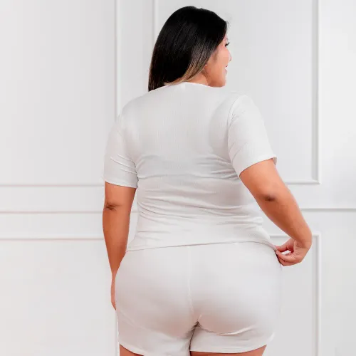 CORITEX Polo Manga Corta Mujer Asimetrico Acanalada