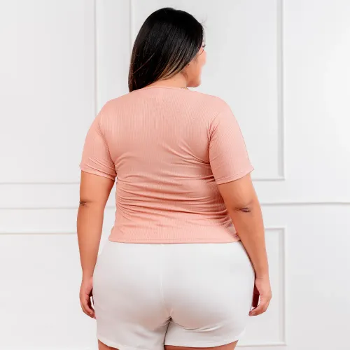 CORITEX Polo Manga Corta Mujer Asimetrico Acanalada