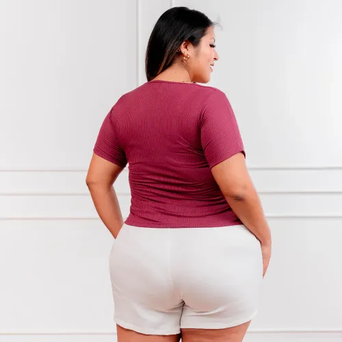 CORITEX Polo Manga Corta Mujer Asimetrico Acanalada