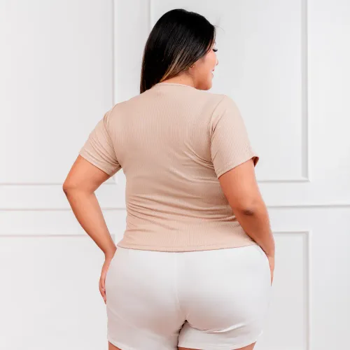 CORITEX Polo Manga Corta Mujer Asimetrico Acanalada