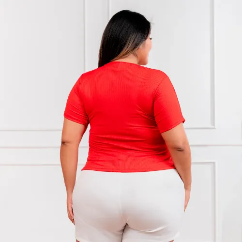 CORITEX Polo Manga Corta Mujer Asimetrico Acanalada