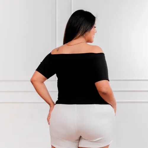  Polo Manga Corta Mujer Cruzado Acanalada