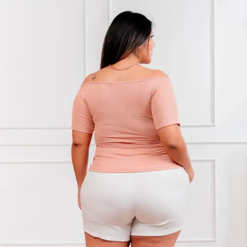  Polo Manga Corta Mujer Cruzado Acanalada