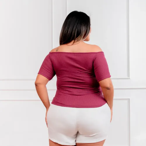  Polo Manga Corta Mujer Cruzado Acanalada