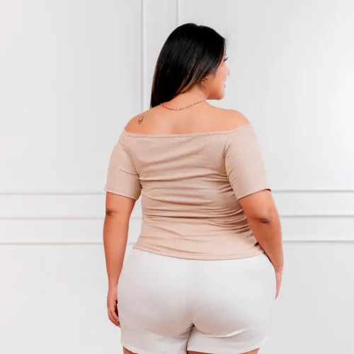  Polo Manga Corta Mujer Cruzado Acanalada