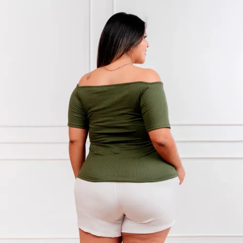  Polo Manga Corta Mujer Cruzado Acanalada