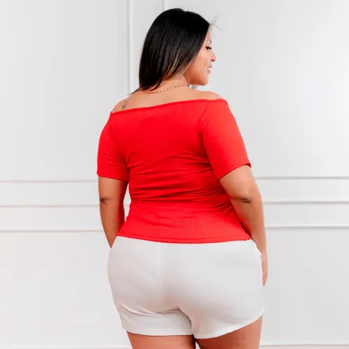  Polo Manga Corta Mujer Cruzado Acanalada