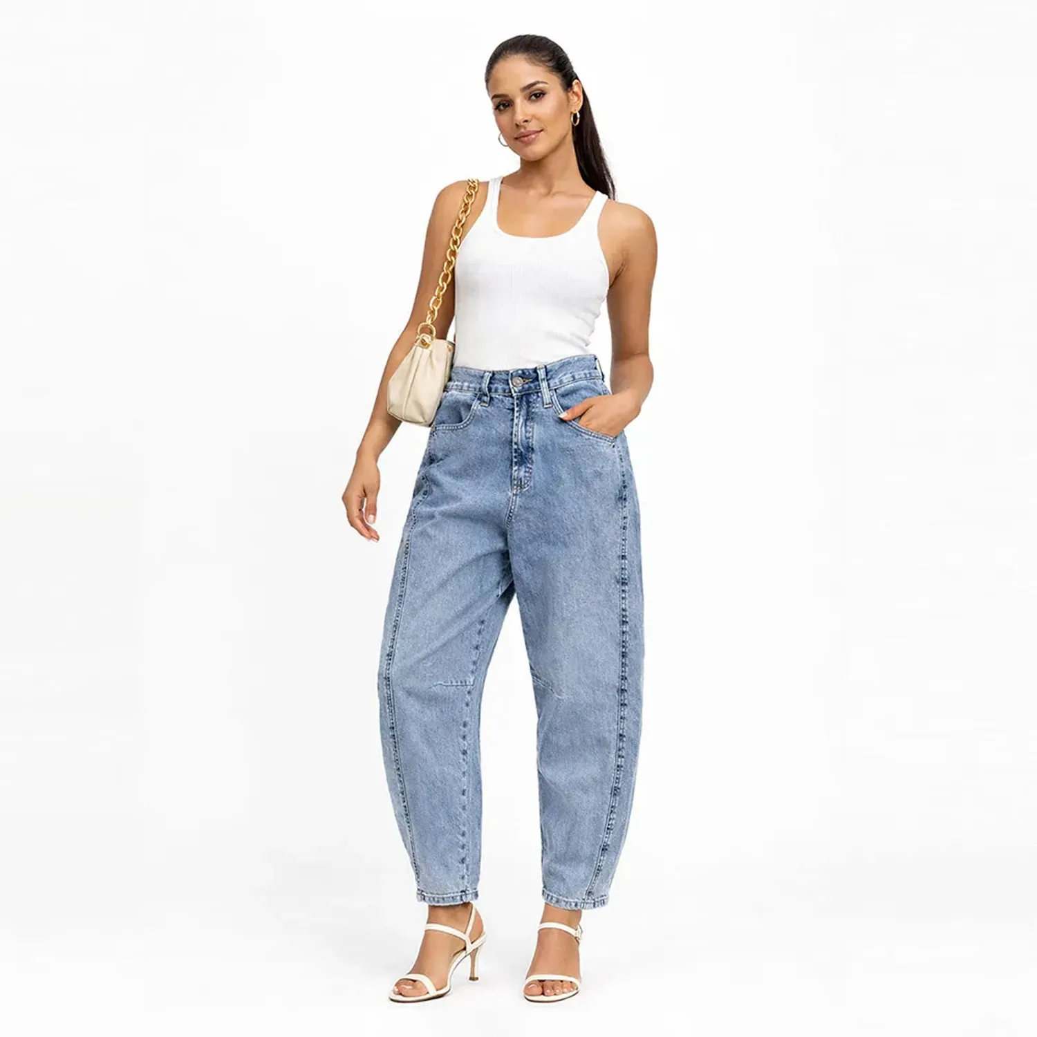 COTTONS JEANS Jean Cottons Jeans Balloon Para Mujer Atenea color azul claro | Platanitos