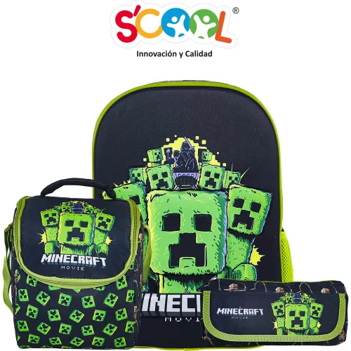 Scool Set Mochila Niño Ranger Minecraft