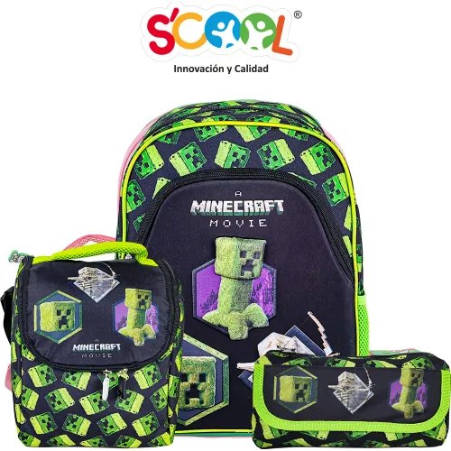 Scool Set Mochila Niño Ranger Minecraft