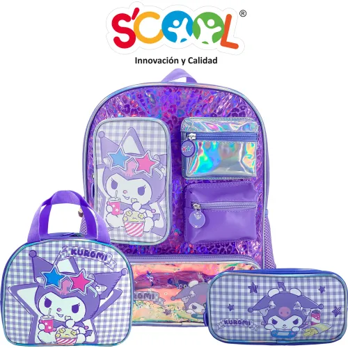 Scool Set Mochila Niña Magic Kawaii Kuromi