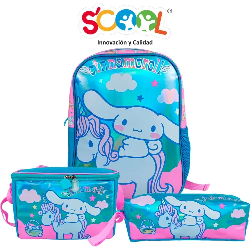 Scool Set Mochila Niña Kombat Cinnamoroll