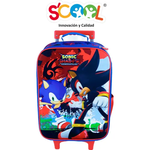 Scool Set Escolar Mochila Con Ruedas Niño Kombat Sonic