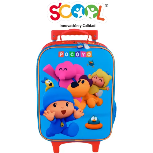 Scool Set Escolar Mochila Con Ruedas Niño Kombat Pocoyo