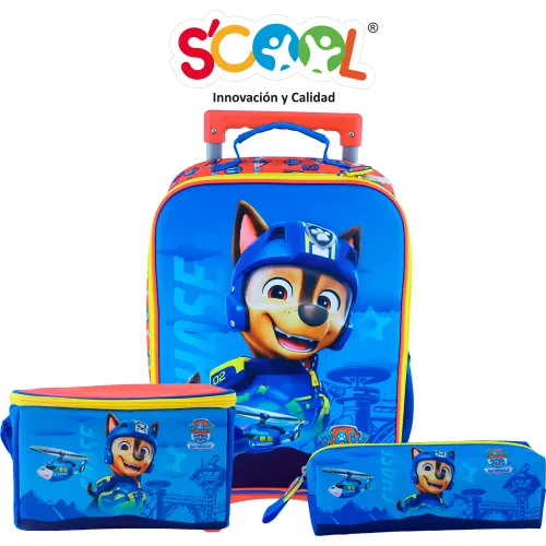 Scool Set Mochila Con Ruedas Niño Kombat Paw Patrol