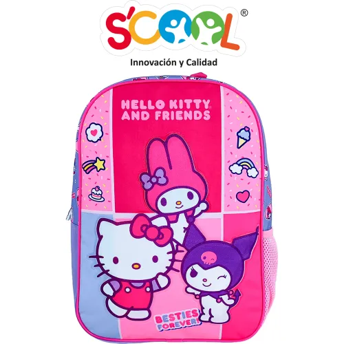 Scool Set Mochila Con Ruedas Niña Kombat Hello Kitty&friends