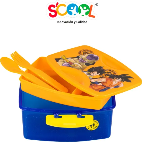 Scool Taper Niño 1.1 Lt Con División Y Cubiertos Dragon Ball