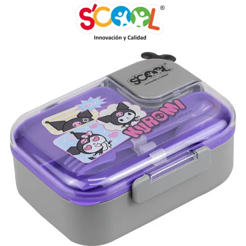 Scool  modelo Taper Niña Acero Con Cubiertos Y División 1 Lt Kuromi 2025123017024453662  