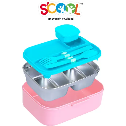 Scool Taper Niña Acero Con Cubiertos Y División 1 Lt Cinnamoroll