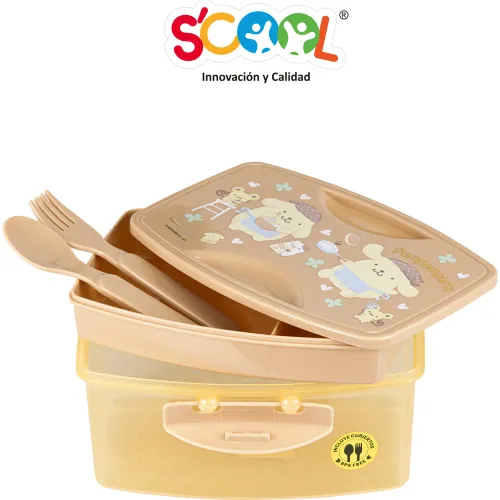 Scool Taper Niña 1.1 Lt Con División Y Cubiertos Pompompurin