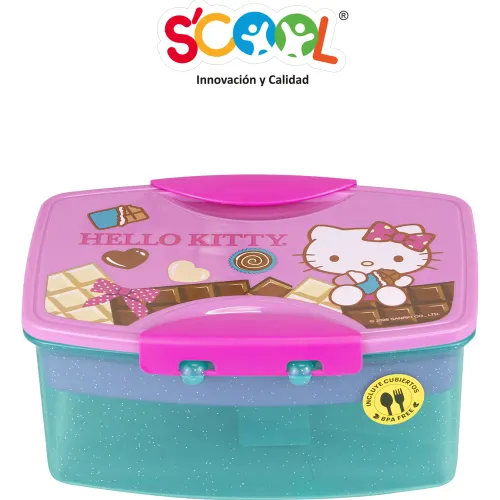 Scool modelo Taper Niña 1.1 Lt Con División Y Cubiertos Hello Kitty 2025123017024453683