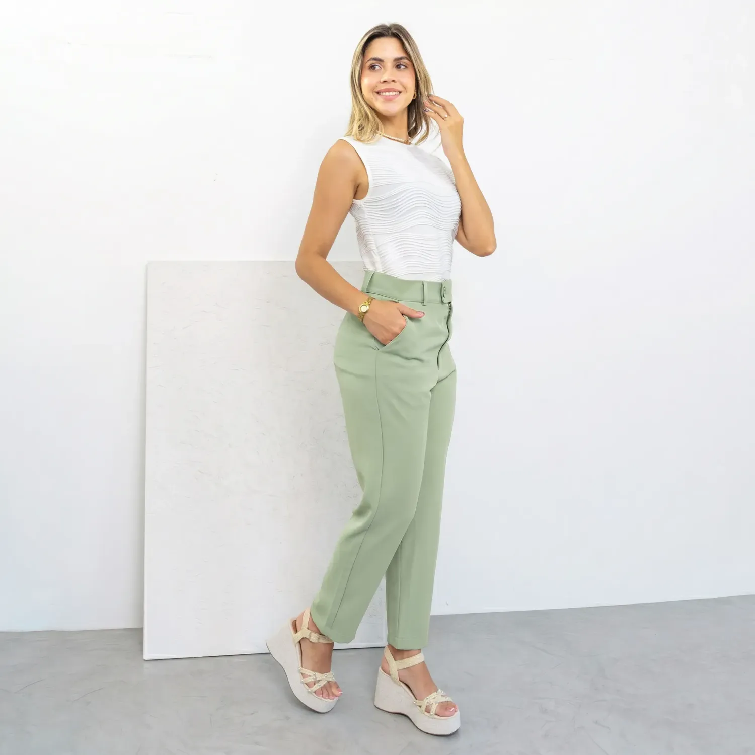 KUNCA Pantalón Kunca Mujer Isabela color verde | Platanitos