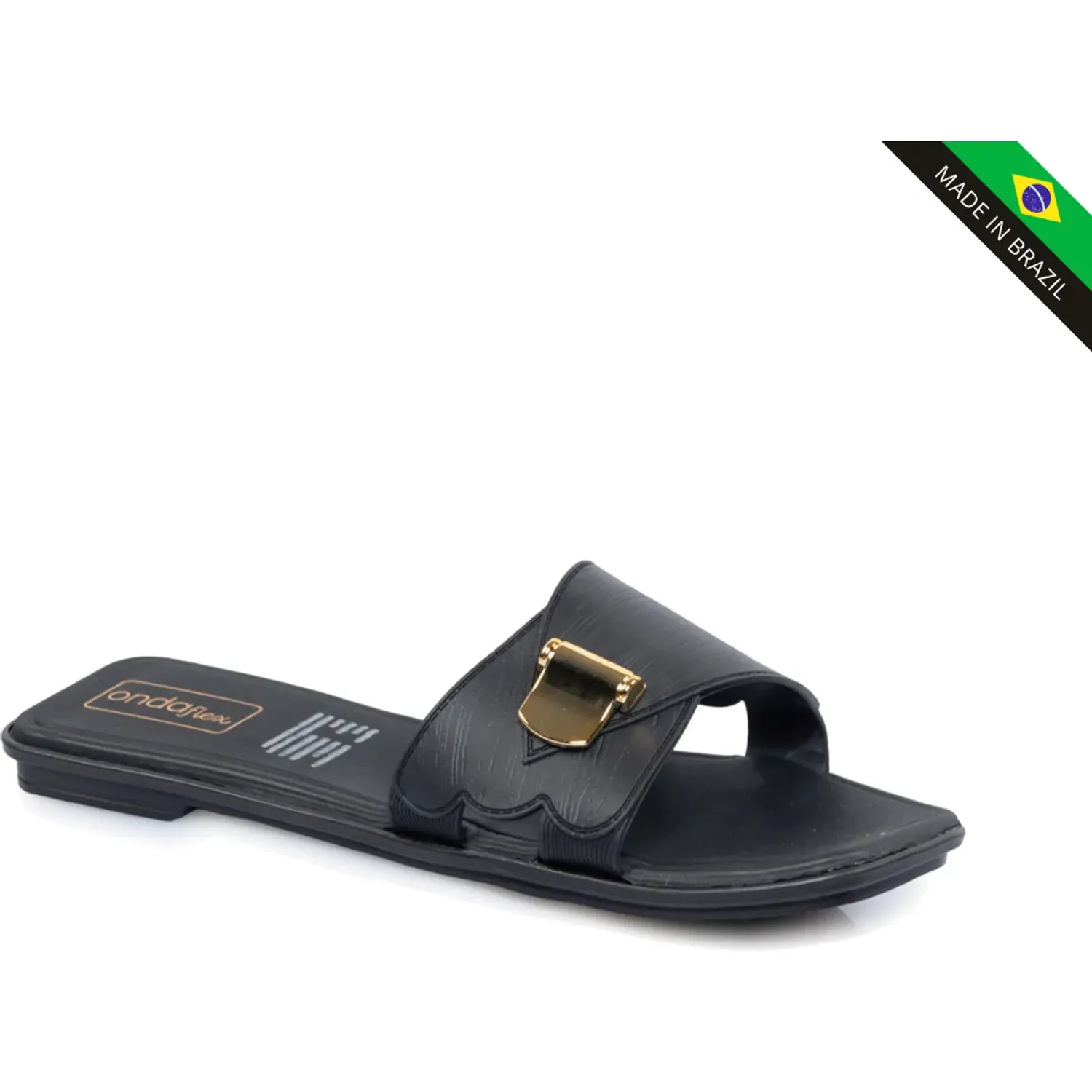 Sandalia Ondaflex Flat Mujer Vv5188 color negro | Platanitos