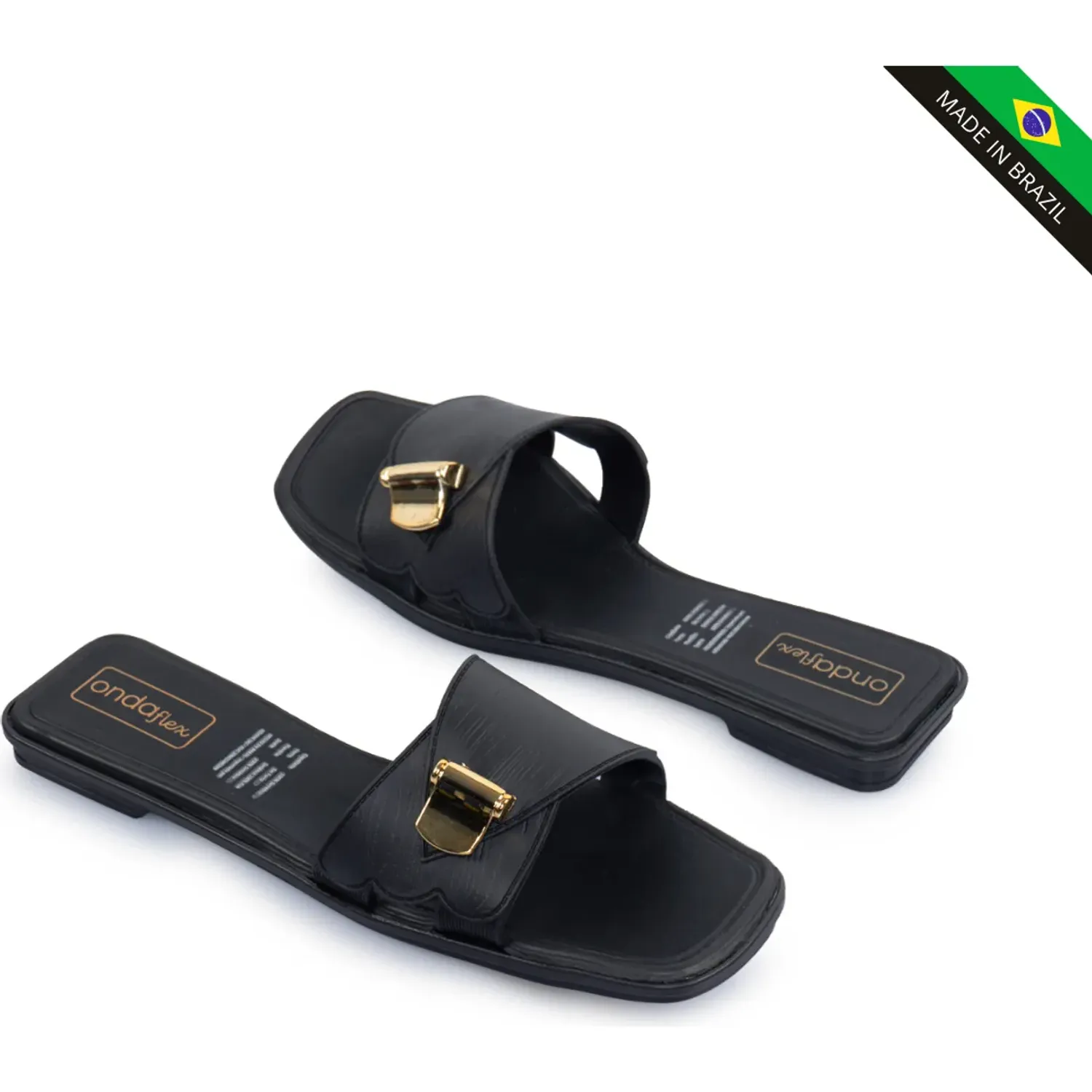 Sandalia Ondaflex Flat Mujer Vv5188 color negro | Platanitos