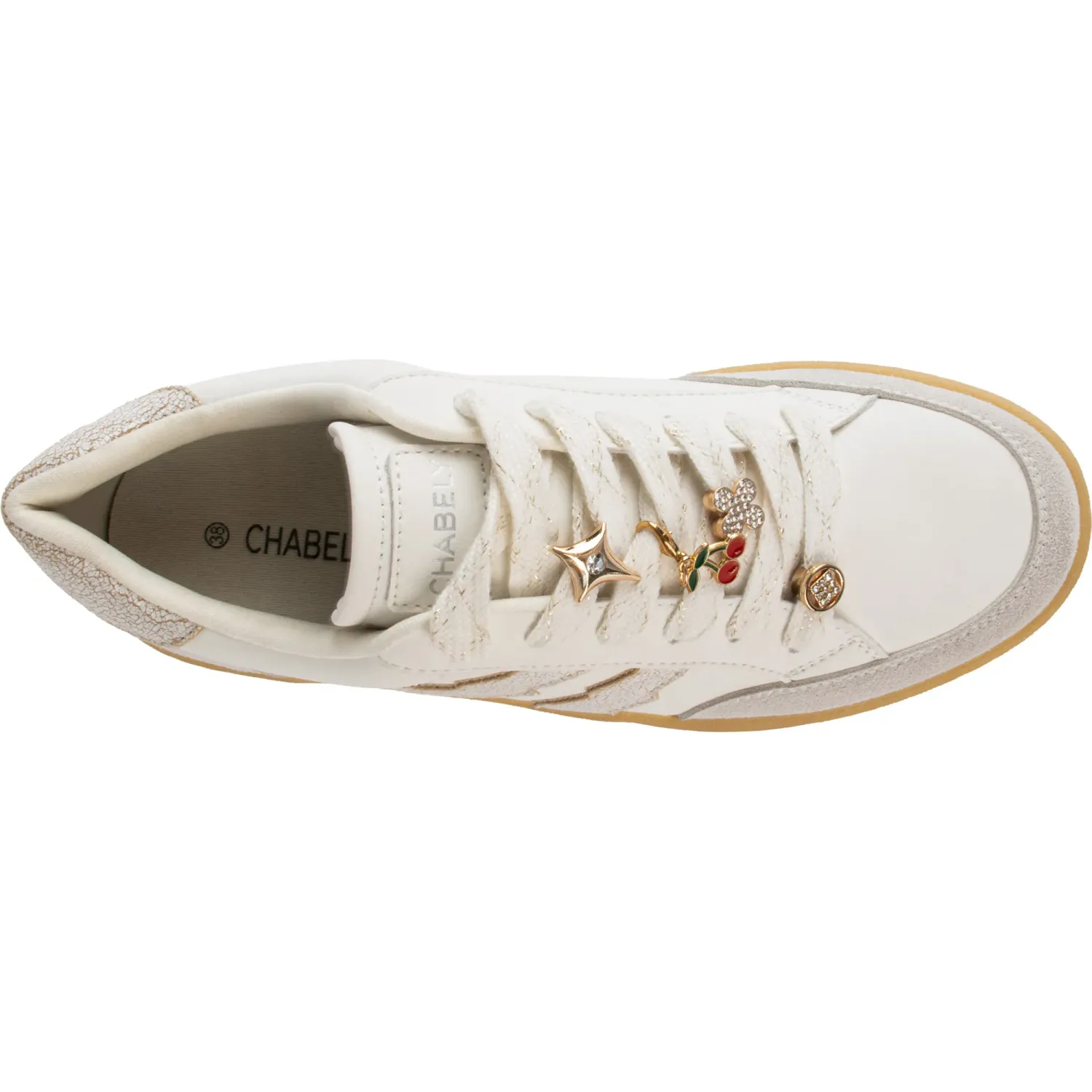 Zapatilla Chabely Casual Mujer 2yz149 color blanco/plata | Platanitos