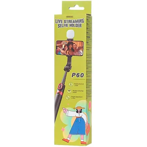 REMAX Selfie Tripode Streaming P60 Negro 1.3 M 360° Bluetooth