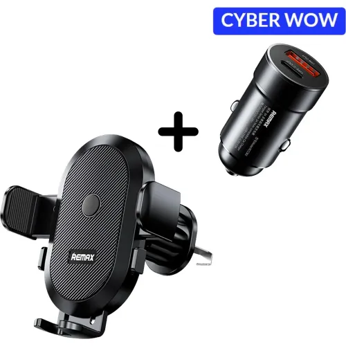 Car Remax Holder Rm-C02 + Charger Rcc361 color negro | Platanitos