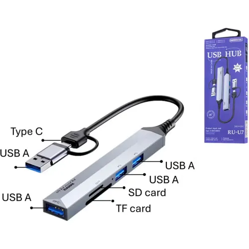 REMAX Usb Hub Ru-U7 Usb + Tipo-C